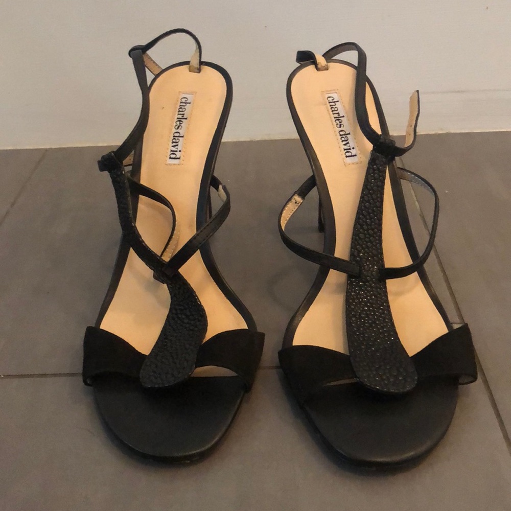 Black strap heels